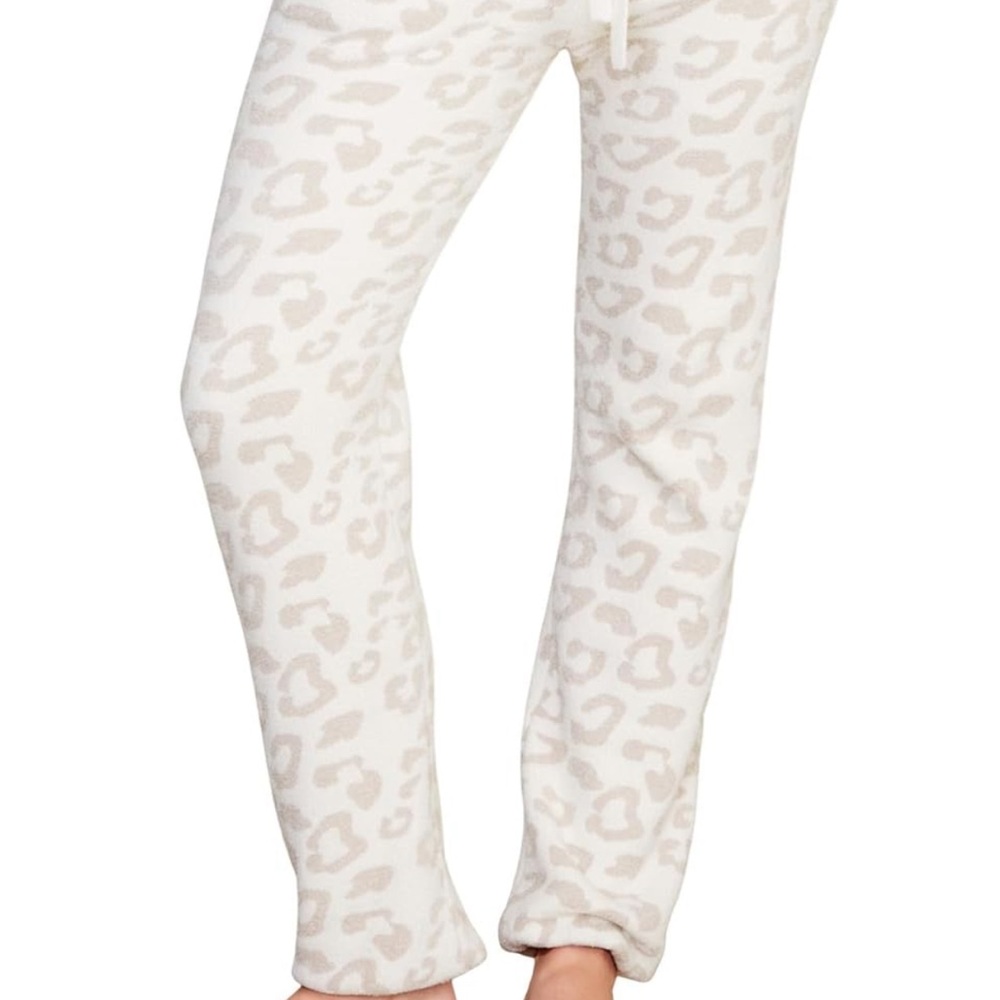 Barefoot Dreams Cream & Tan Leopard Print Joggers